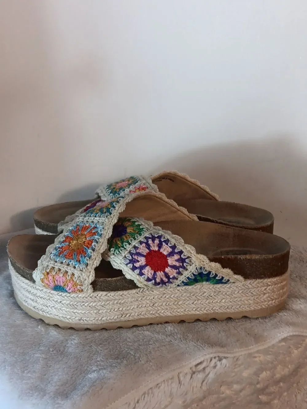 Dirty Laundry Multicolor Crochet Platform Slide Sandals